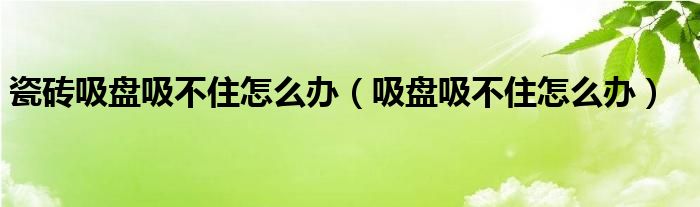 瓷砖吸盘吸不住怎么办（吸盘吸不住怎么办）