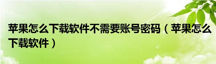 苹果怎么下载软件不需要账号密码（苹果怎么下载软件）