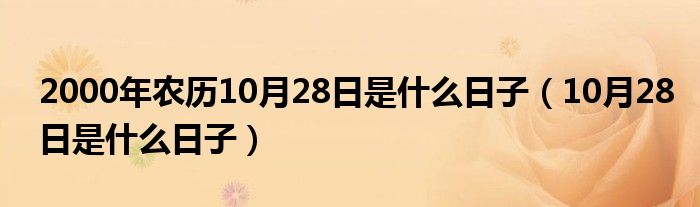 2000年农历10月28日是什么日子（10月28日是什么日子）