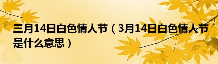 三月14日白色情人节（3月14日白色情人节是什么意思）