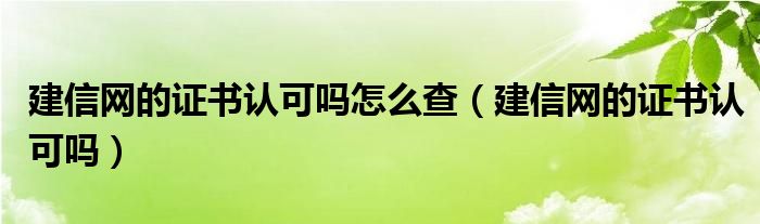 建信网的证书认可吗怎么查（建信网的证书认可吗）