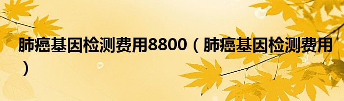 肺癌基因检测费用8800（肺癌基因检测费用）