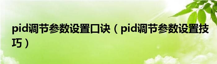 pid调节参数设置口诀（pid调节参数设置技巧）