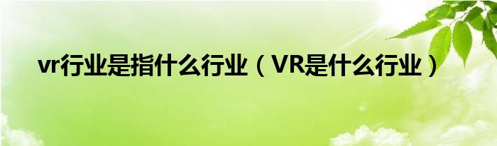 vr行业是指什么行业（VR是什么行业）