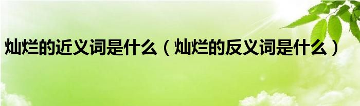 灿烂的近义词是什么（灿烂的反义词是什么）