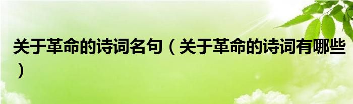 关于革命的诗词名句（关于革命的诗词有哪些）