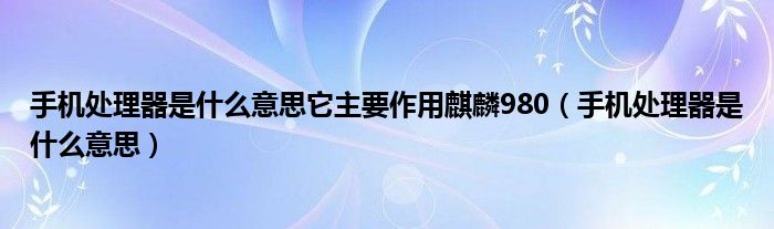 手机处理器是什么意思它主要作用麒麟980（手机处理器是什么意思）