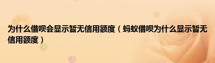 为什么借呗会显示暂无信用额度（蚂蚁借呗为什么显示暂无信用额度）