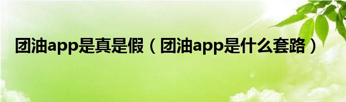 团油app是真是假（团油app是什么套路）