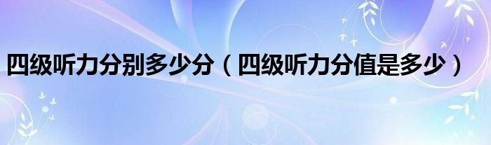 四级听力分别多少分（四级听力分值是多少）