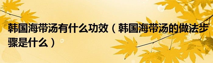 韩国海带汤有什么功效（韩国海带汤的做法步骤是什么）