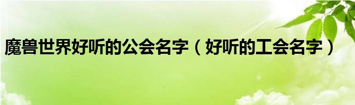 魔兽世界好听的公会名字（好听的工会名字）