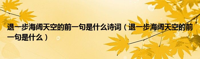 退一步海阔天空的前一句是什么诗词（退一步海阔天空的前一句是什么）