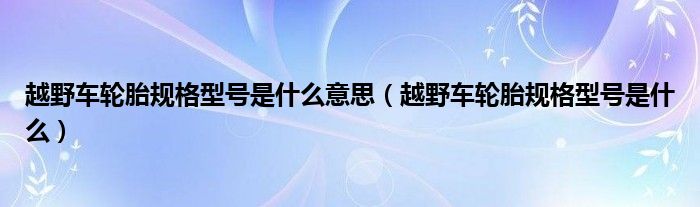 越野车轮胎规格型号是什么意思（越野车轮胎规格型号是什么）