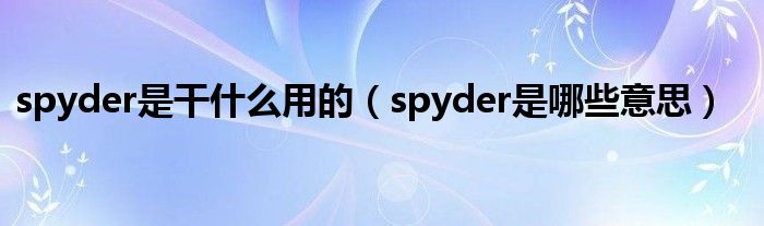 spyder是干什么用的（spyder是哪些意思）