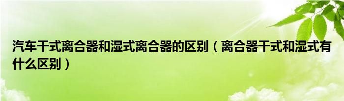 汽车干式离合器和湿式离合器的区别（离合器干式和湿式有什么区别）