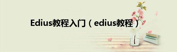 Edius教程入门（edius教程）