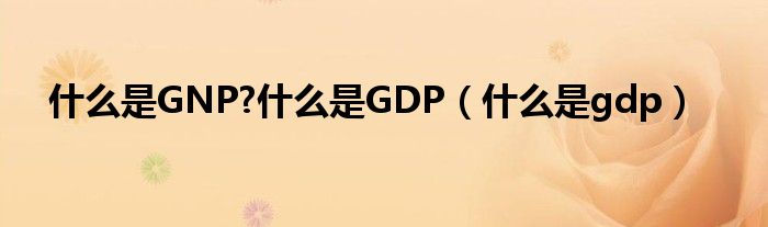 什么是GNP?什么是GDP（什么是gdp）