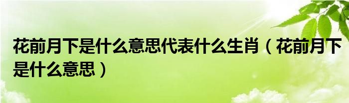 花前月下是什么意思代表什么生肖（花前月下是什么意思）