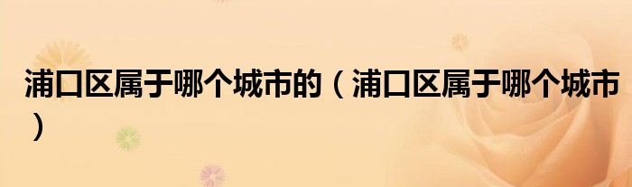 浦口区属于哪个城市的（浦口区属于哪个城市）