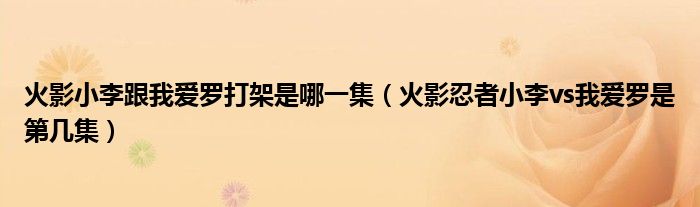 火影小李跟我爱罗打架是哪一集（火影忍者小李vs我爱罗是第几集）