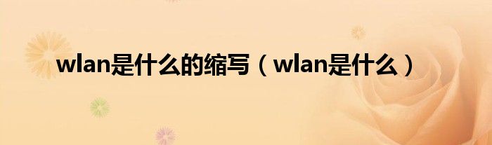 wlan是什么的缩写（wlan是什么）