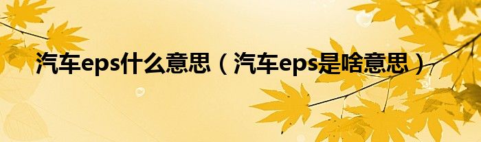 汽车eps什么意思（汽车eps是啥意思）