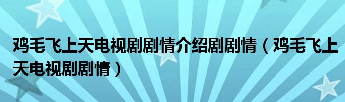 鸡毛飞上天电视剧剧情介绍剧剧情（鸡毛飞上天电视剧剧情）