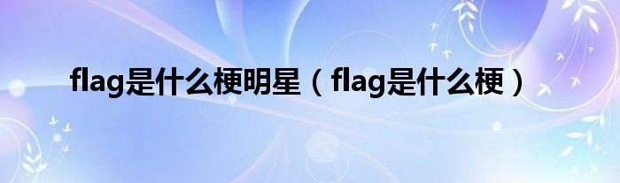 flag是什么梗明星（flag是什么梗）