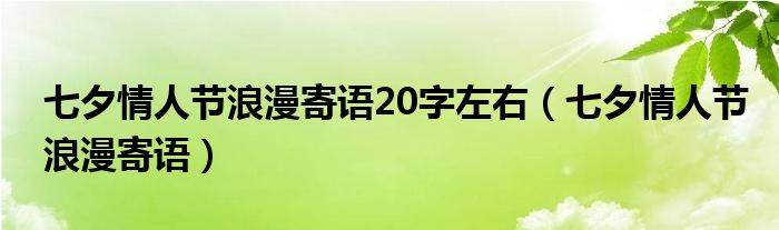 七夕情人节浪漫寄语20字左右（七夕情人节浪漫寄语）