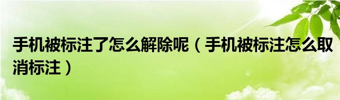 手机被标注了怎么解除呢（手机被标注怎么取消标注）