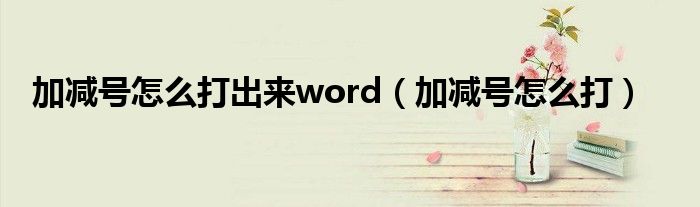 加减号怎么打出来word（加减号怎么打）