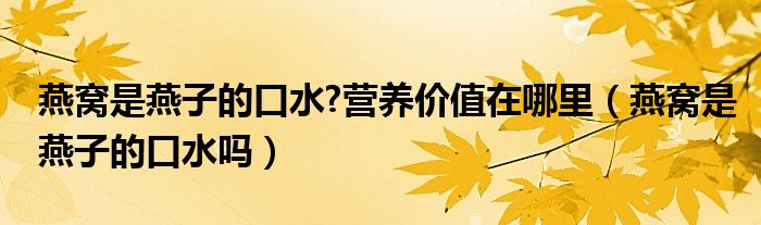 燕窝是燕子的口水?营养价值在哪里（燕窝是燕子的口水吗）