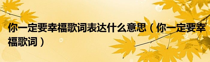 你一定要幸福歌词表达什么意思（你一定要幸福歌词）