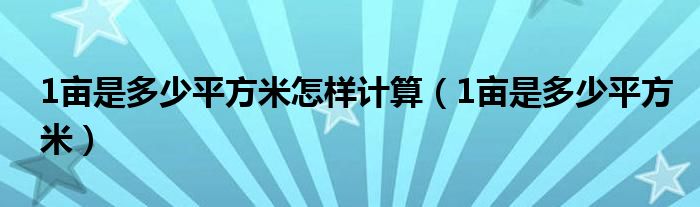 1亩是多少平方米怎样计算（1亩是多少平方米）