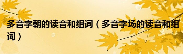 多音字朝的读音和组词（多音字场的读音和组词）