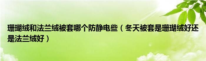 珊瑚绒和法兰绒被套哪个防静电些（冬天被套是珊瑚绒好还是法兰绒好）