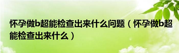 怀孕做b超能检查出来什么问题（怀孕做b超能检查出来什么）