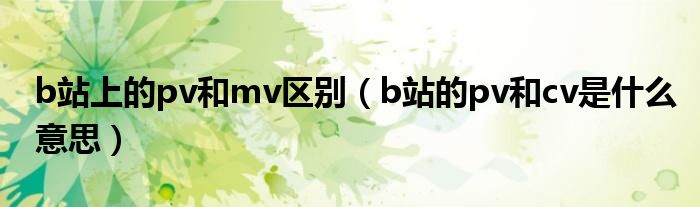 b站上的pv和mv区别（b站的pv和cv是什么意思）