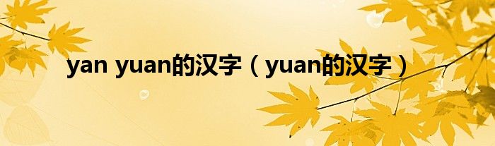 yan yuan的汉字（yuan的汉字）