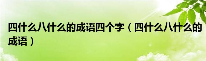 四什么八什么的成语四个字（四什么八什么的成语）