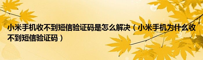 小米手机收不到短信验证码是怎么解决（小米手机为什么收不到短信验证码）