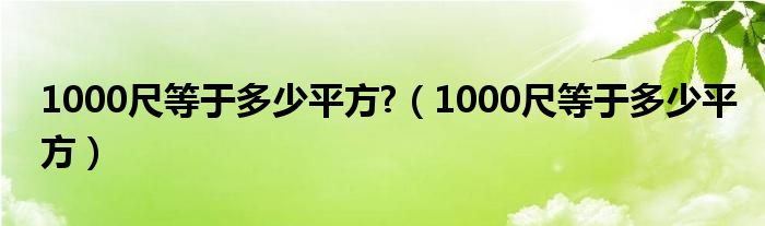 1000尺等于多少平方?（1000尺等于多少平方）