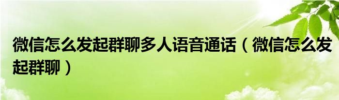 微信怎么发起群聊多人语音通话（微信怎么发起群聊）