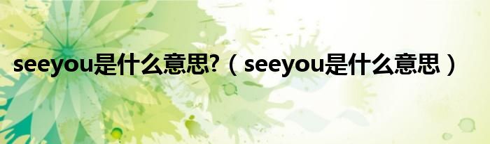 seeyou是什么意思?（seeyou是什么意思）