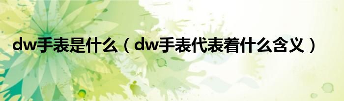 dw手表是什么（dw手表代表着什么含义）