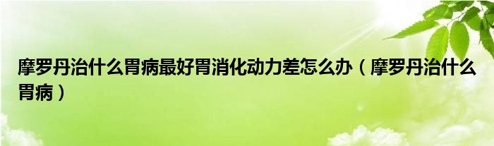 摩罗丹治什么胃病最好胃消化动力差怎么办（摩罗丹治什么胃病）