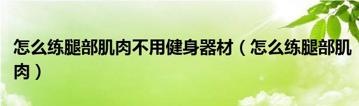 怎么练腿部肌肉不用健身器材（怎么练腿部肌肉）