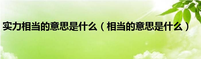 实力相当的意思是什么（相当的意思是什么）