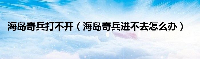 海岛奇兵打不开（海岛奇兵进不去怎么办）